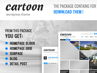 Free Cartoon PSD's files download free freebie psd template theme wordpress