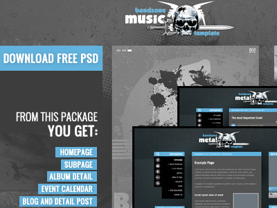 Free Bandzone PSD's files download free freebie psd template theme wordpress