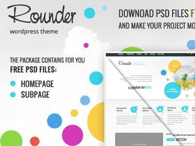 Free Rounder PSD's files download free freebie psd template theme wordpress