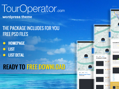 Free Touroperator PSD's files blog download free freebie homepage psd subpage template theme wordpress wordpressreator