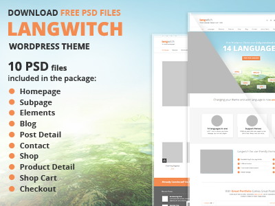 Free Langwitch PSD's files blog download free freebie homepage psd subpage template theme wordpress wordpressreator