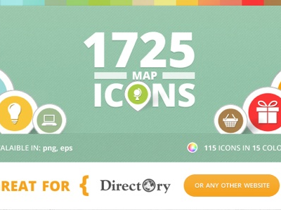 Light Map Icons for Directory business finder colors design directory graphics icons map vector website