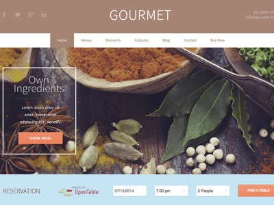 Gourmet Wordpress Theme for Restaurants & Bars bar business design page builder responsive restaurant template theme wordpress