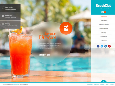 Beachclub WordPress Theme bar beach bistro club food fullscreen menu multilingual party snack bar theme wordpress
