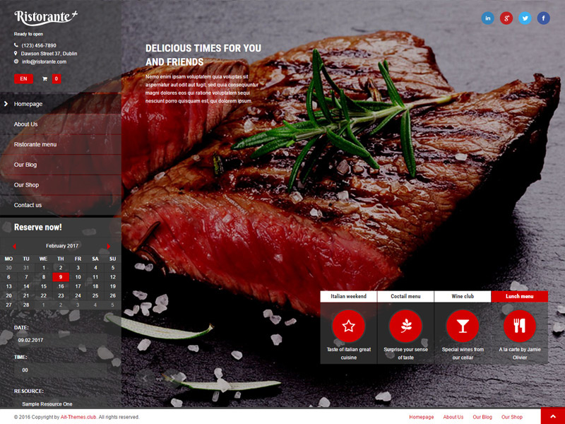 Ristorante+ WordPress Theme theme wordpress multilingual responsive reservation photo delicious food chef cafe bar restaurant