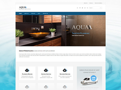 Aqua WordPress Theme business craftsmen handymen plumbers revolution slider theme wordpress
