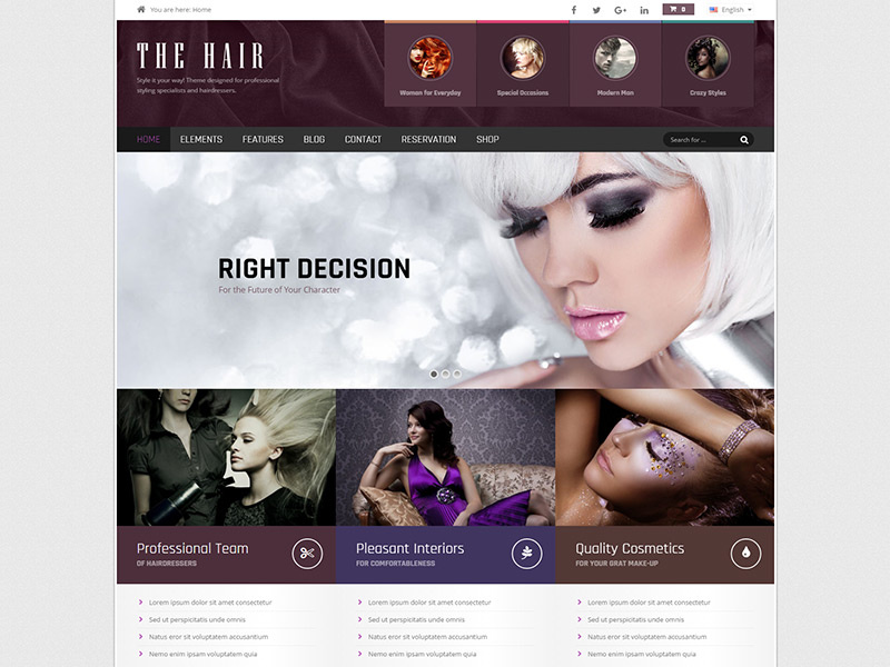 Hair WordPress Theme style perfectlook beauty salons hair