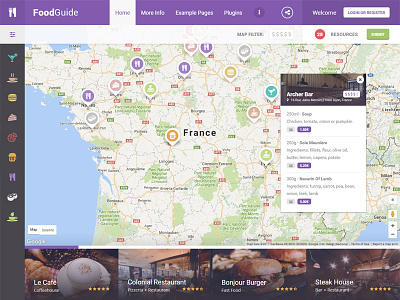 FoodGuide WordPress Theme bar bistro cafe directory food guide listings maps menu restaurant theme wordpress