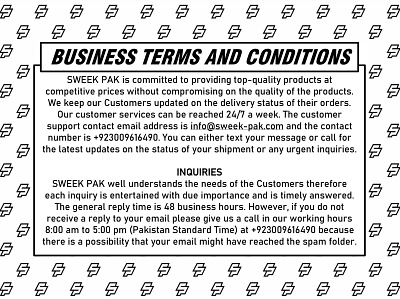OUR BUSINESS TERMS AND CONDITIONS business