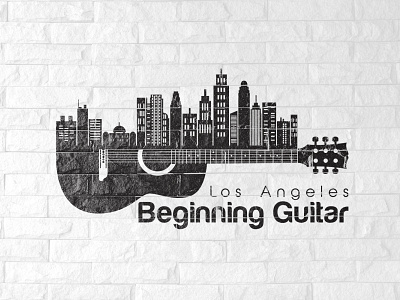 Los Angeles Beginning Guitar awesome logo city logo guitar logo logo logo design modern logo music logo skyline logo unique logo