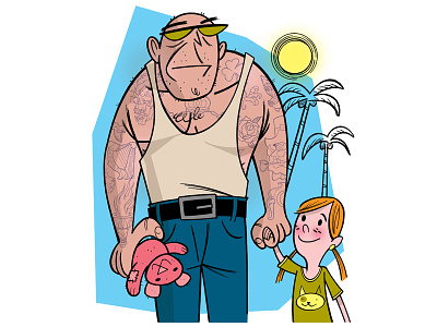 Tattoo Dad cartoon comics humor illustration lowbrow