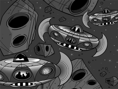 Another illustration from "Alien Envoy" illustration sci fi spaceship ufo