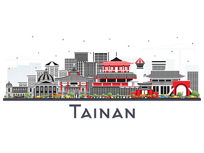 Tainan Taiwan City Skyline. architecture building city cityscape landmark panorama skyline tainan taiwan town