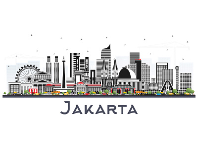 Jakarta Indonesia City Skyline. architecture building city cityscape indonesia jakarta landmark panorama skyline town
