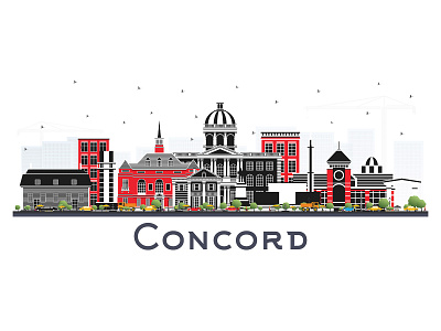 Concord New Hampshire City Skyline. architecture building city cityscape concord landmark new hampshire panorama skyline town