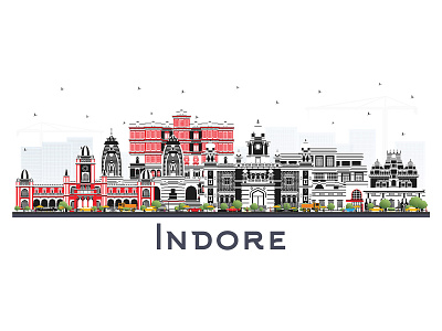Indore India City Skyline. architecture building city cityscape india indore landmark panorama skyline town