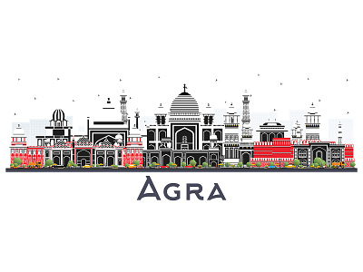 Agra India City Skyline. agra architecture building city cityscape india landmark panorama skyline town