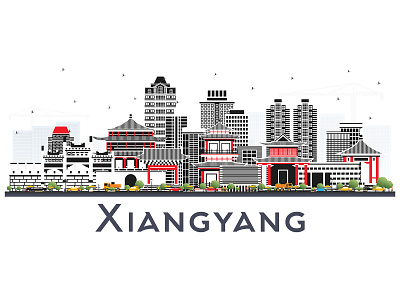 Xiangyang China City Skyline. architecture building china city cityscape landmark panorama skyline town xiangyang