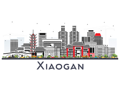 Xiaogan China City Skyline. architecture building china city cityscape landmark panorama skyline town xiaogan