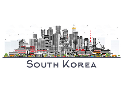 South Korea City Skyline. architecture building city cityscape landmark panorama skyline south korea town