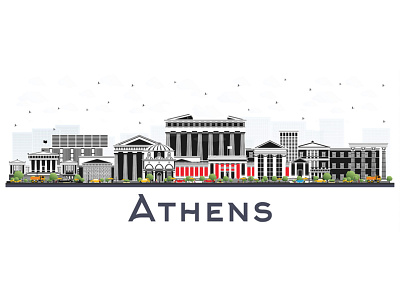 Athens Greece City Skyline. architecture athens building city cityscape greece landmark panorama skyline town