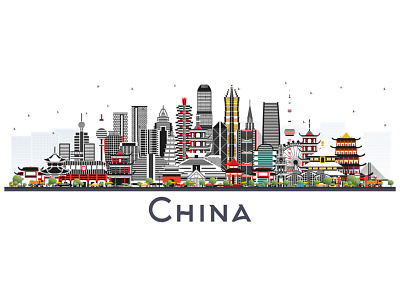 China City Skyline. architecture building china city cityscape landmark panorama skyline town