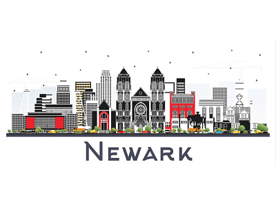 Newark New Jersey City Skyline. architecture building city cityscape landmark new jersey newark panorama skyline town