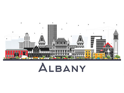 Albany New York City Skyline. albany architecture building city cityscape landmark panorama skyline town usa