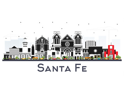 Santa Fe New Mexico City Skyline. architecture building city cityscape landmark new mexico panorama santa fe skyline town