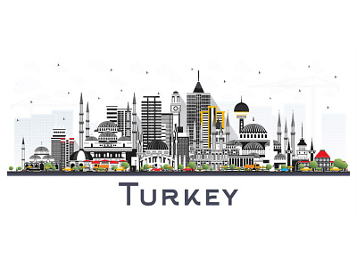 Turkey City Skyline. architecture asia building city cityscape landmark panorama skyline town turkey