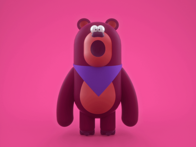 Wow Bear 3d cartoon character motion octane