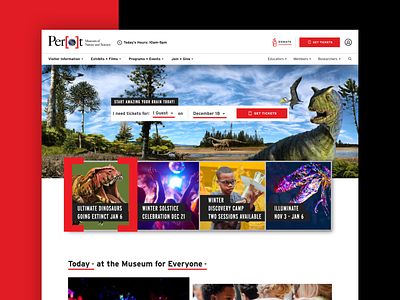 Perot Museum of Nature and Science - Homepage branding design dinosaurs graphic design homepage lifeblue museum perot science sketch typography ui ux web design webpage website