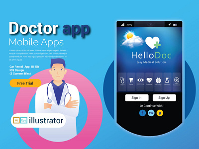 Doctor App Design abstract abstract logo amazing logo beautiful logo branding design illustration landing page adobe xd nature typography