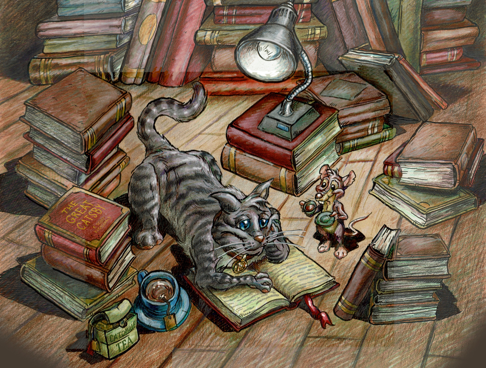 Browser, the library cat by Art by Mike Swaim on Dribbble