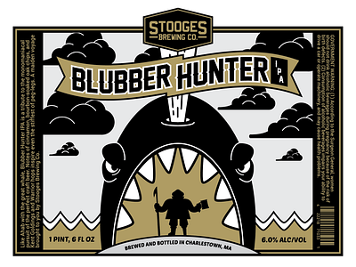 Stooges Brewing Co. Presents: Blubber Hunter IPA beer beer bottle beerbranding boston bostonbeer branding brewing company craftbeer design illustration label labeldesign packagedesign sailor vector whale