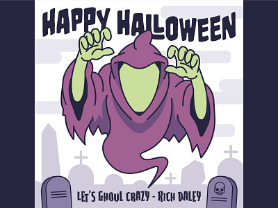 Halloween Card 2018 custom design design ghost ghost party ghoul halloween halloween design halloween flyer haunting illustration series spooky stationary stationary design tombstone typography vector