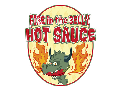 Fire in the Belly Hot Sauce boston branding design dragon fire hot sauce illustration label labeldesign logo packagedesign spicy vector