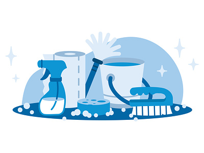 MaidPro Marketing: Supplies blue boston bubbles clean cleaning cleaning company cleaning services design graphic art iconography illustration maids sponge vector