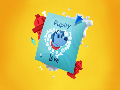 Franky Puppy Love Poster blue character character design cute dog icon icons poster puppy