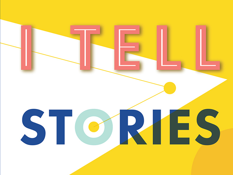 I Tell Stories stories story typography type yellow blue pictures pretty