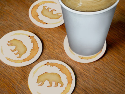 Coffee Logo Mock Up bears coasters coffee logo