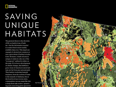 Saving Unique Habitats cartography design maps national geographic