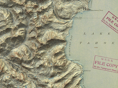 Lake Tahoe, 1891 cartography design maps