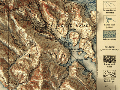 Mt. Tamalpais 1897 Close Up cartography design maps