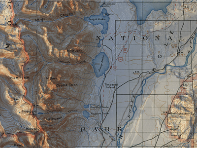 Grand Teton Cartography Close Up