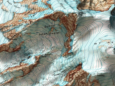 Close up of the Sunset Ampitheater cartography design maps