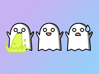 Ghosts blargh boo funny ghosts happy illustration puke puking scared