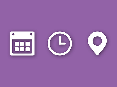Date, Time & Place date design flat hour icon icons place shadow time where