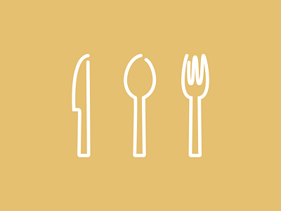 One Line clean eat eating food fork icon illustration knife minimal one line spoon utensils