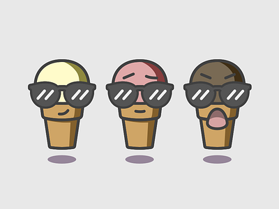 Ice Cream chocolate cone cream ice illustration strawberry vanilla